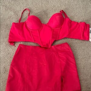 Oh Polly Vibrant Pink Bra and Skirt Set